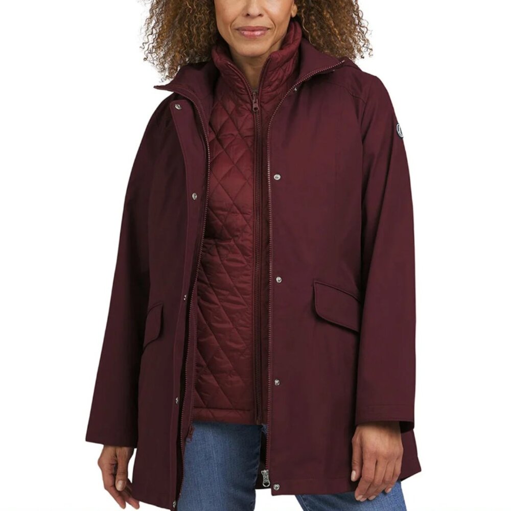 Lands’ End Women’s 3-in-1 Systems Jacket Red XXL Waterproof Hooded Parka
